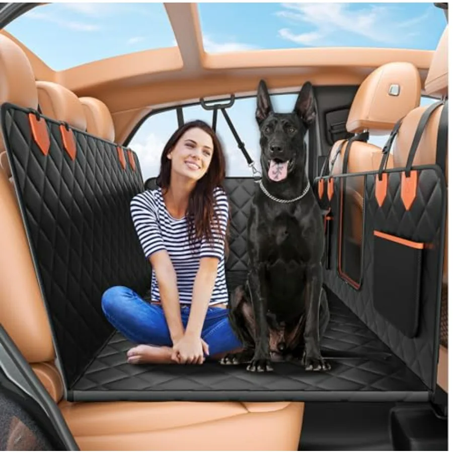 

Dog Seat Cover for Back Seat Hard Bottom Back Seat Extender Holds 500 lbs Waterproof Nonslip Car Hammock for Large Pets Comfort