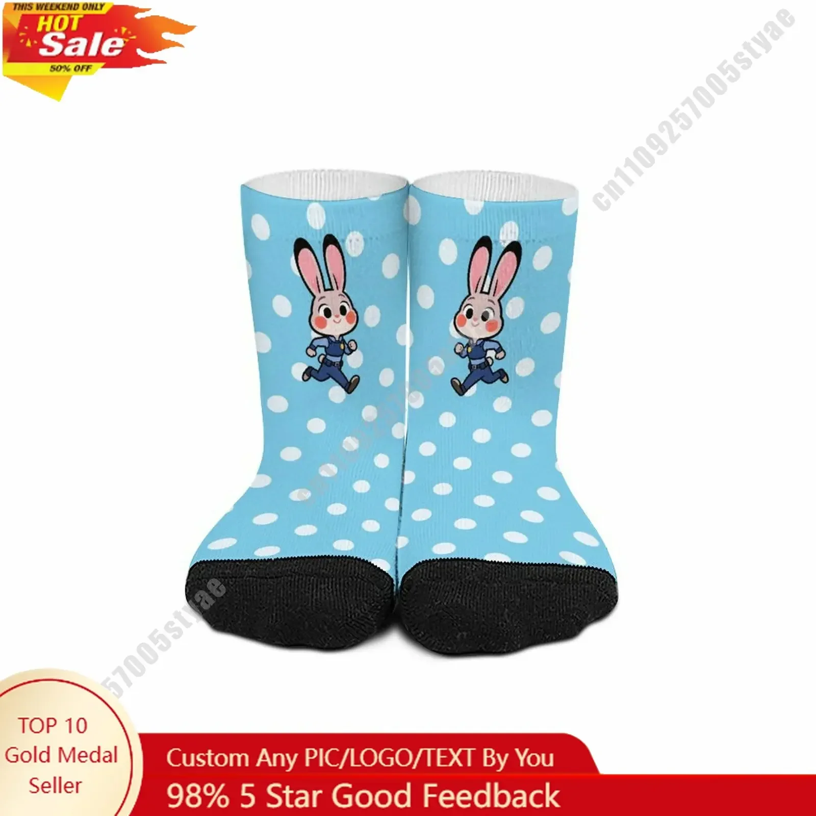 

Judy Hopps Mid Calf Socks Disney Cartoon Custom Design Printed Logo Photo Text DIY Sweat Wicking Socks Sport Socks Birthday Gift