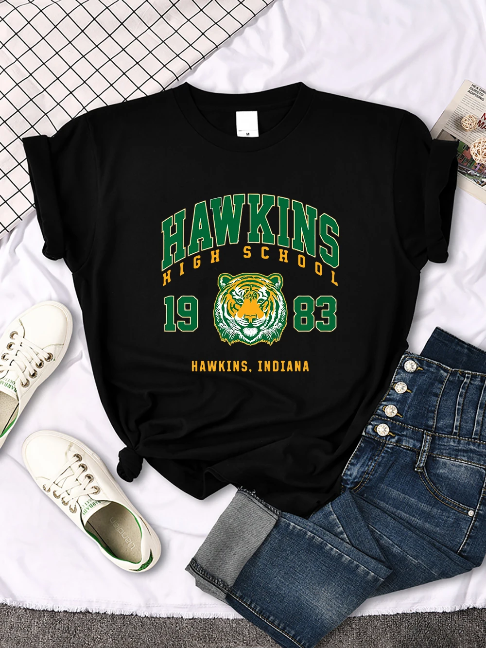 Hawkins High School 1983 Printed Women T-Shirt New Harajuku Tee Shirts Street Fashion Streetwear Casual Crewneck Clothing