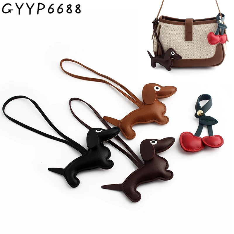 2/10/50PCS Sausage Dog Cute Puppy Dachshund Keychain Trendy Bag Pendant Car Keyring Handbag Purse PU Leather Hanger Dog Animal