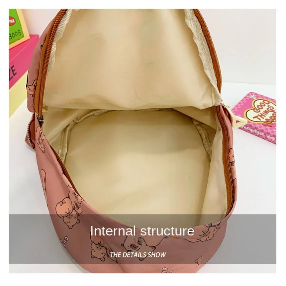 New Large Capacity Capybara Backpack Cartoon Breathable Student Schoolbag Ultra-light Nylon Book Bag