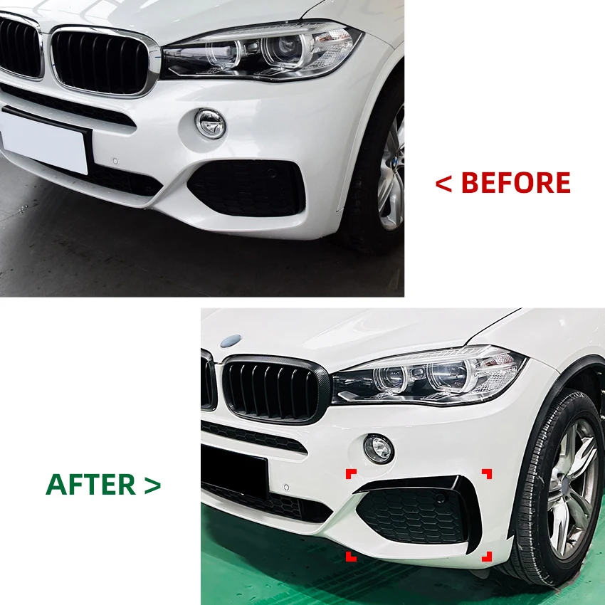 For BMW X5 F15 M Sport 2014-2018 Front Bumper Cover Wind Knife ABS Glossy Black Fog Lamp Trim Blade Trim Light Car Accessories