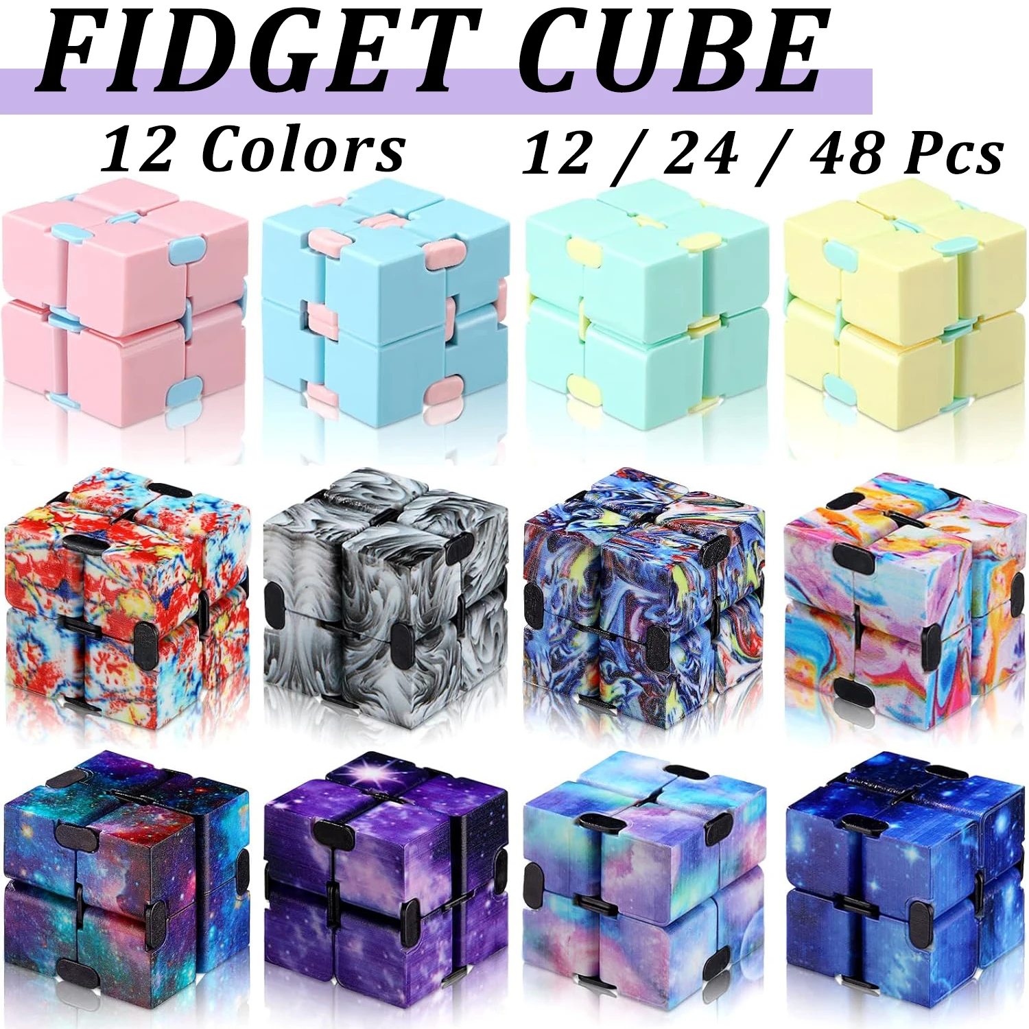 

12-48 Pcs Fidget Cubes Bulk Infinity Cube Fidget Toy Mini Cube Desk Toy Magic Sensory Tool Blocks Puzzle Flip Cubes Party Favors