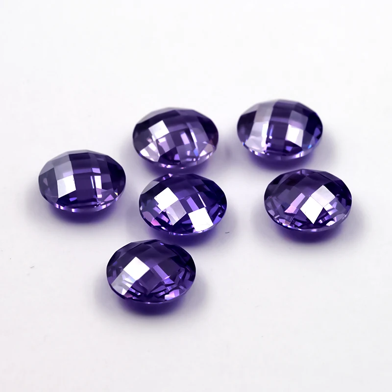 Двусторонний шахматный камень круглой формы с фианитом, размер 4-10 мм