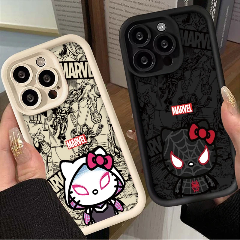 Hello Kitty Spider Man Silicone Phone Case For Xiaomi POCO X6 X5 X4 GT F3 F4 F5 M6 Pro X3 NFC 13T 12T 11T 13 12 11 Lite 5G NE