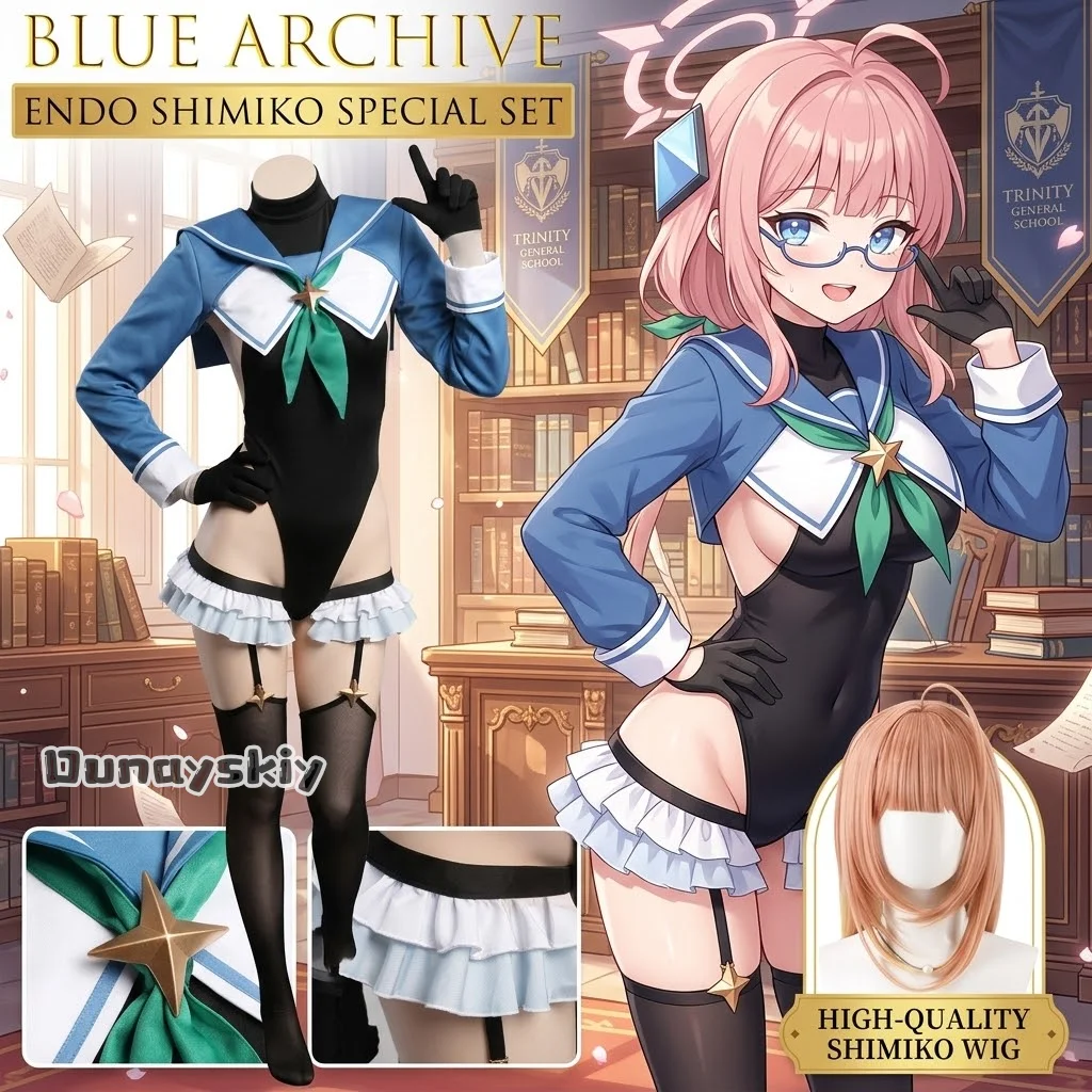 

aBAzOS*@Blue Archive Endō Shimiko Sumire Yumenosaki Academy Uniform Cosplay Outfit Anime Game Skin Swimsuit Sailor Suit Cute Jk