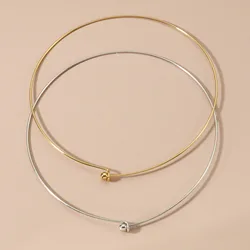 DoreenBeads 1pc Stainless Steel Collar Choker Necklace Silver Color Round Removable Ball End Cap DIY Necklace Jewelry Findings