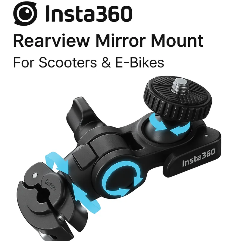 

Крепление для зеркала заднего вида Insta360 | Регулируемая езда на третьих человек, подходит для зеркальных стержней диаметром 6–15 мм для скутеров и электронных велосипедов