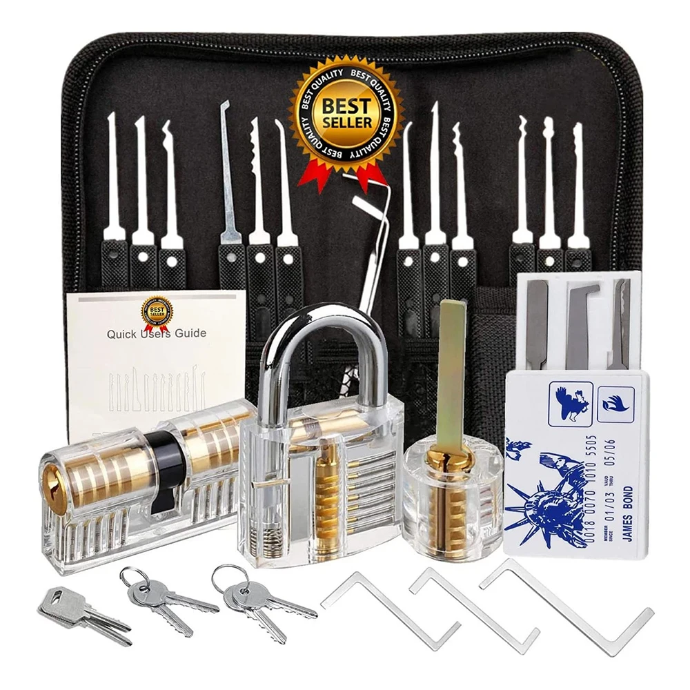 1Set Transparent Lock Picking Set Padlock Hardware Waterproof Multifunctional Training Locks Set For Hand Tools Locksmith Tools