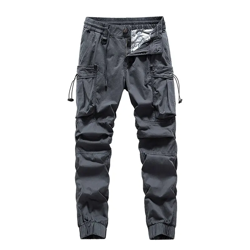 Spring and Autumn New Solid-Color Outdoor Sports Multi-Pocket Work Pants For Men Loose Straight Large-Sized High-Quality Pants