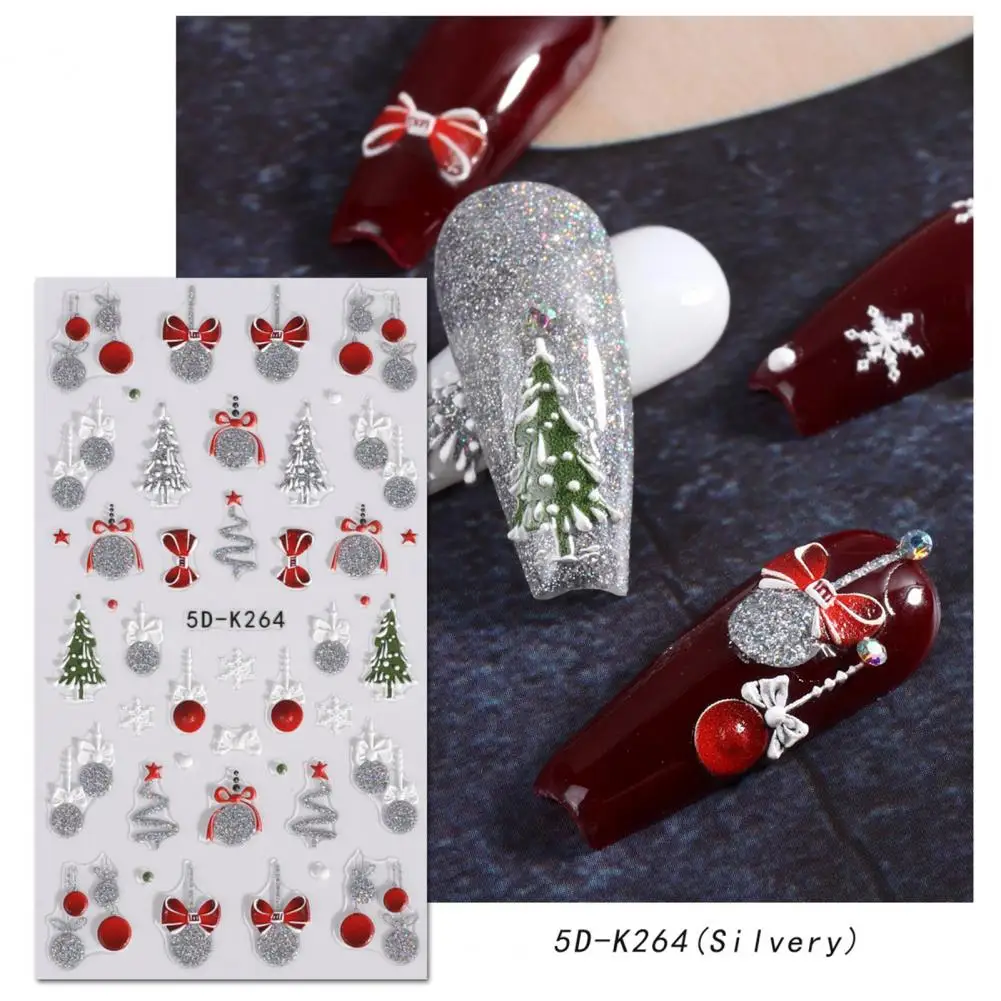 Snowflake Nail Sticker Festive Holiday Nail Art Stickers Snowflake Bow Patterns for Christmas Nail Decoration