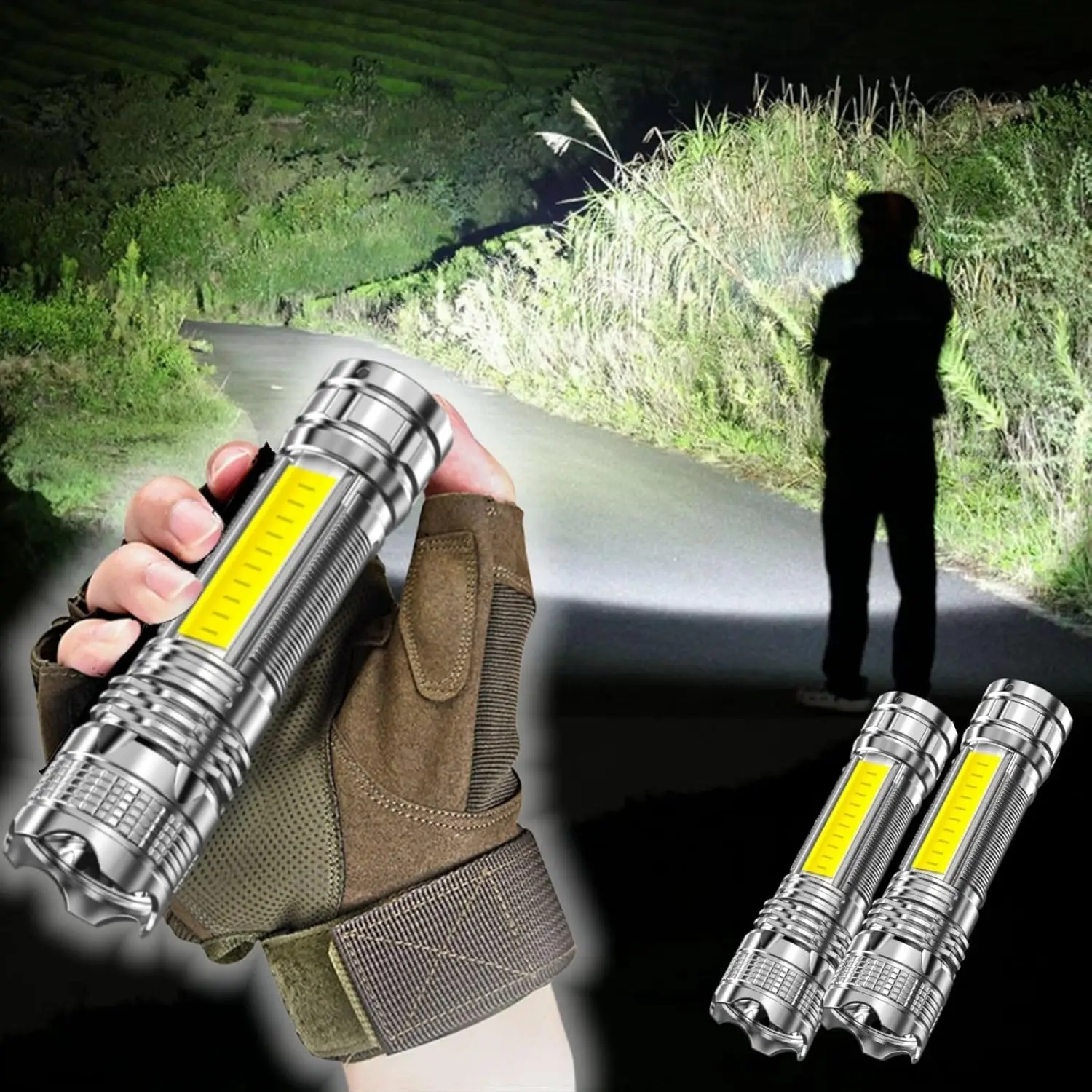 

2pc Flashlights High Lumens Zoomable Led Flashlight Rechargeable Flashlight Brightest Flashlight Super Bright Flashlight Campin