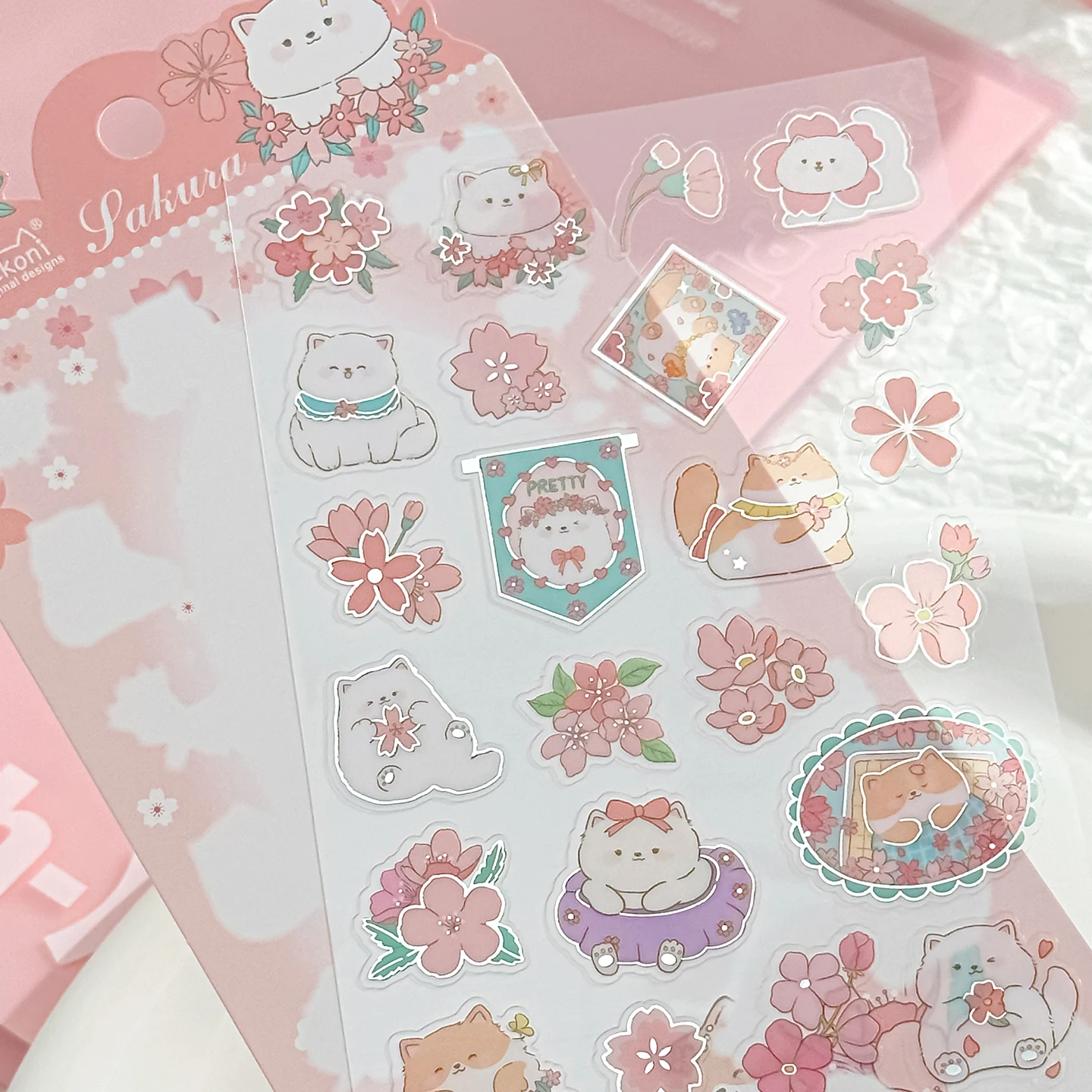 Korean Import Original NEKONI Sakura Animals Cherry Blossom Decor Stickers Scrapbooking Diy Journaling Cute Stationery Stickers