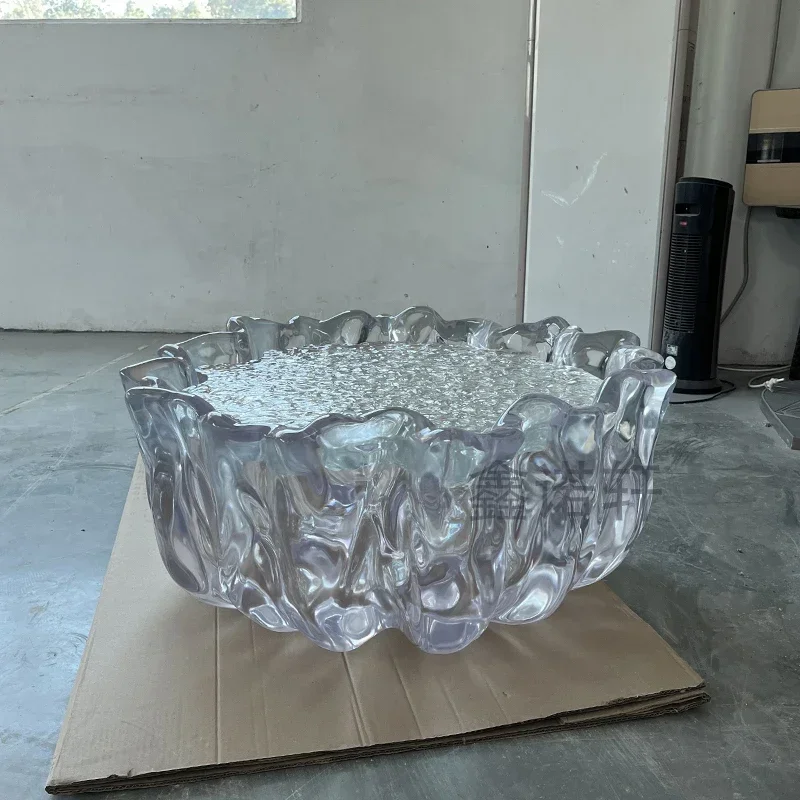A Modern simple coffee table creative special-shaped light decoration resin transparent glass customization