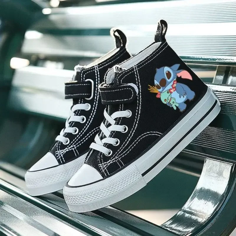 New Disney Lilo Stitch comfortable High-top Sport Boys Kids Shoes Children Print Girl Casual Cartoon Canvas Shoe Tennis Shoes