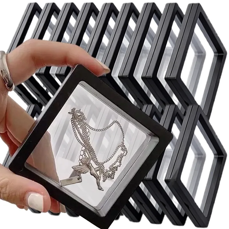 

20/1 шт. Коробка для хранения ювелирных изделий из ПЭ-пленки, пылезащитная, для брошей, монет, драгоценных камней, демонстрационная, для колец, с эффектом плавающих элементов