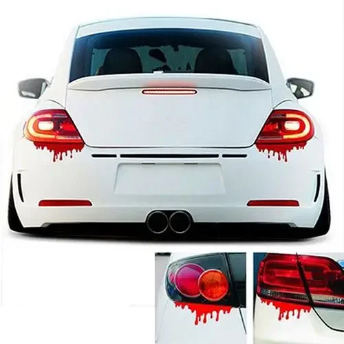 New Color Combined Red Bleeding Decorative Decal Interesting Decal Reflective Front Headlight Decal, 14cm