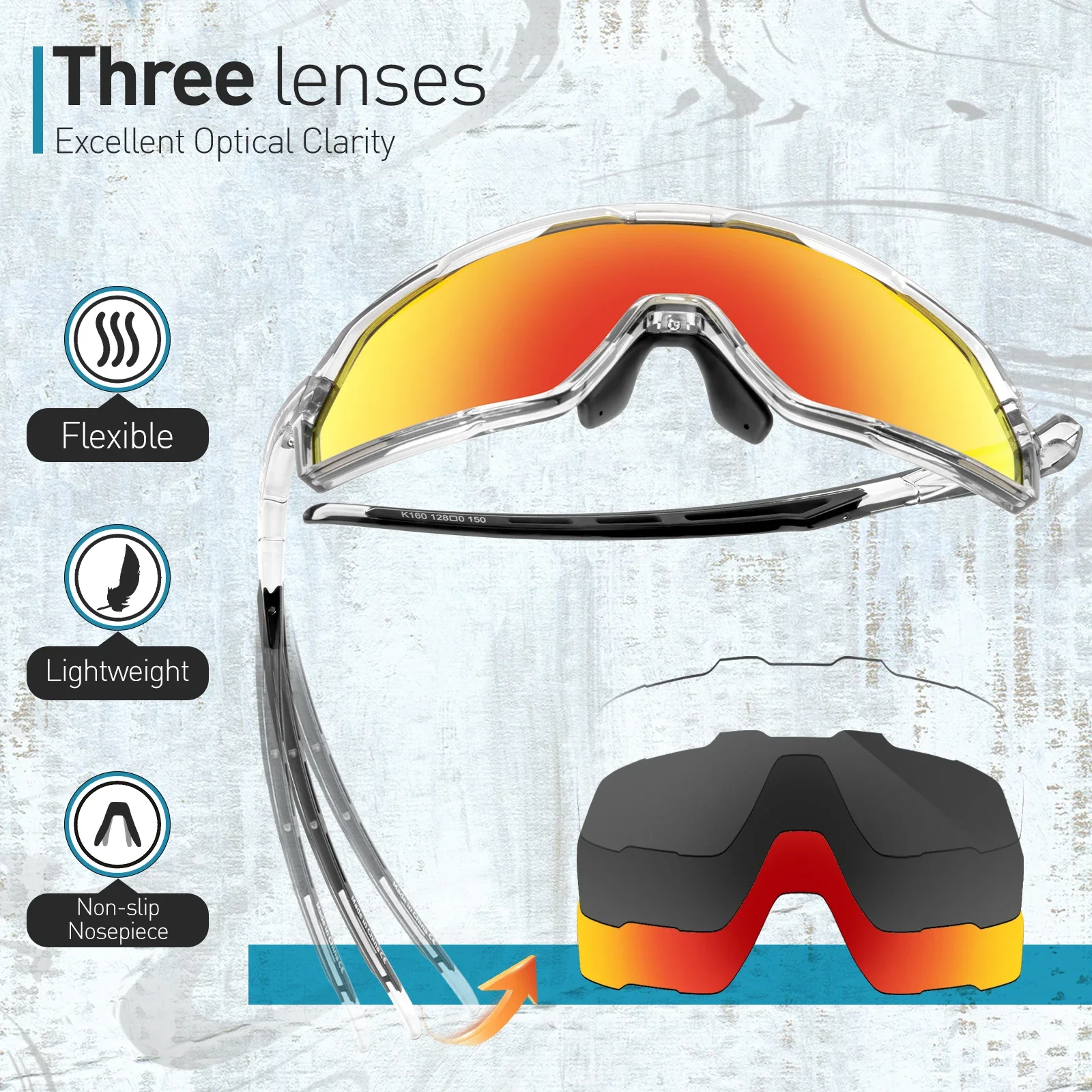 Kapvoe Neue Sonnenbrille für Herren Sport UV400 Fahrradbrille MTB Mountainbike Fahrradbrille Damen Schutzbrille Straßen-Speedskating – Detail 9