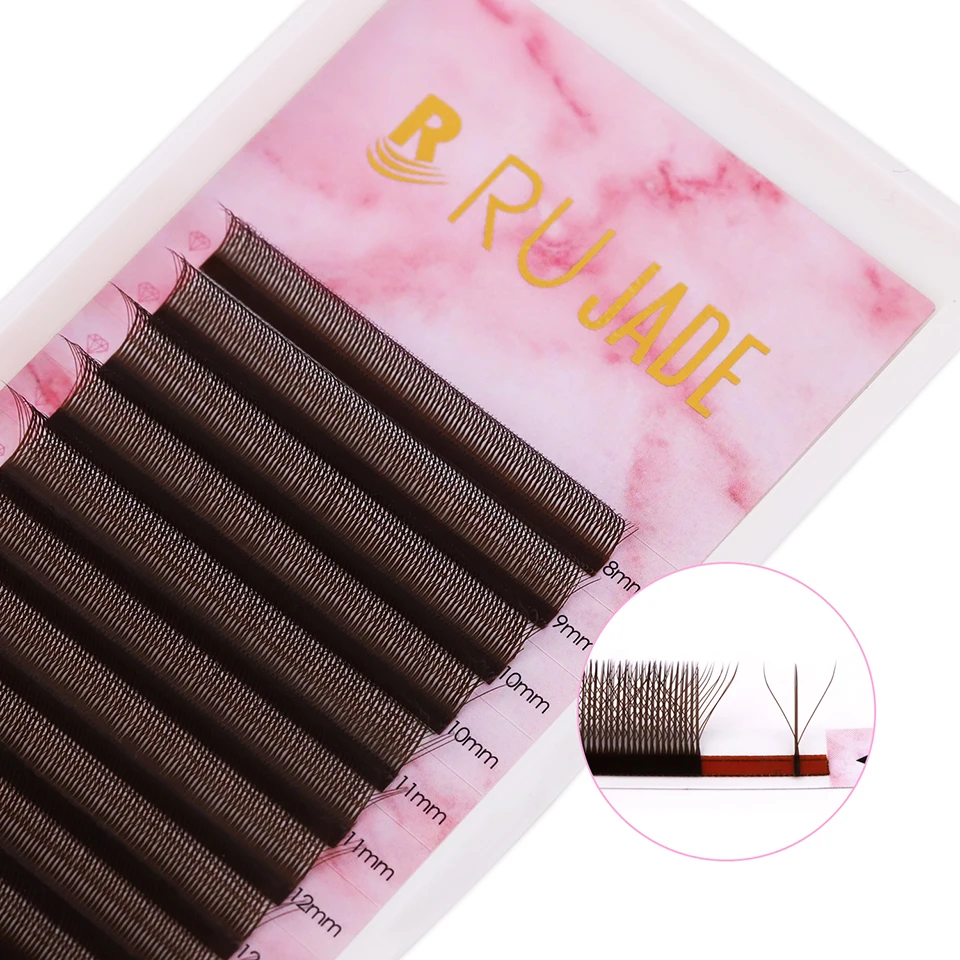Neue braune 3D Spike W-förmige Wimpern, Wimpernverlängerung, vorgefertigte russische Volumenwimpern, Faux Mink, weich, leicht, natürlich, Kreuz-YY-Wimpern – Detail 8