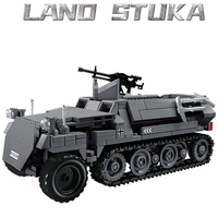 New German World War II Military Weapon Land Stuka Armored Car Building Block WW2 Stuka Zu Fuss Rocket Artillery Model Brick Toy