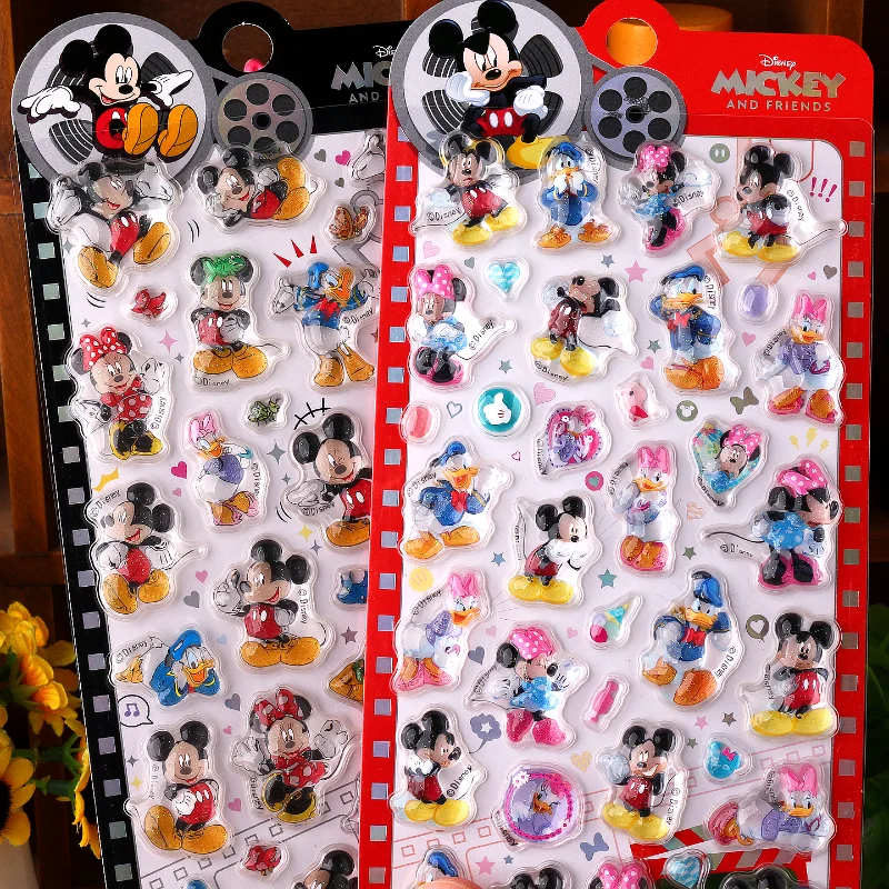 Disney lindo dibujo animado Mickey Minnie Pato Donald periferia 3D pegatina de cristal chica teléfono diario Diy creatividad decoración pegatina