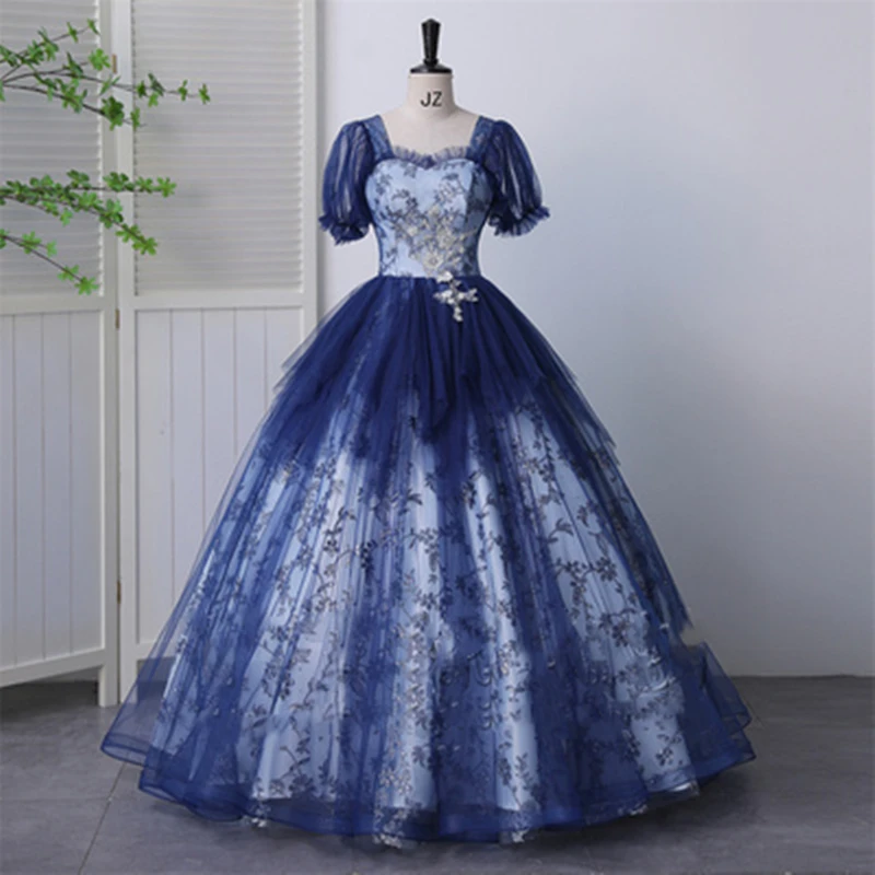 Bleu Robe De Quinceanera 2022 Y & M Novias Robe De Bal Dentelle AppliquesFormal Boule Robe Simple Robe De Quinceanera Robe De Quinceanera