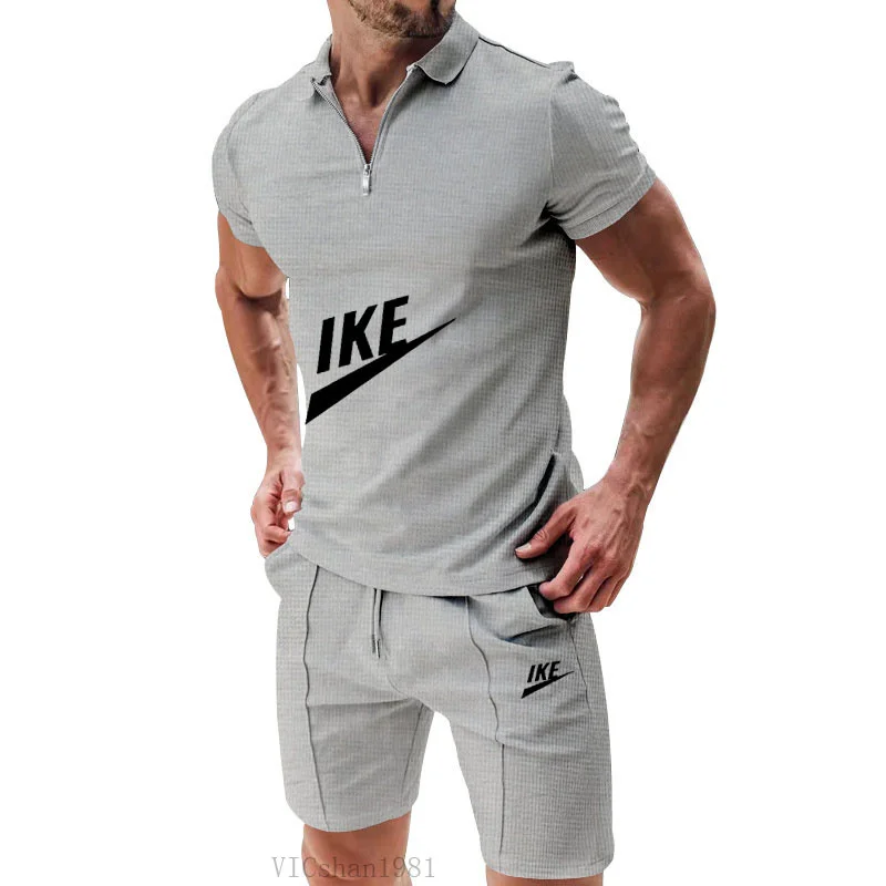 Men\'s wear Summer casual fashion sportwear set Quick drying Short sleeve T-shirt + Jogging shorts two-piece ropa barata