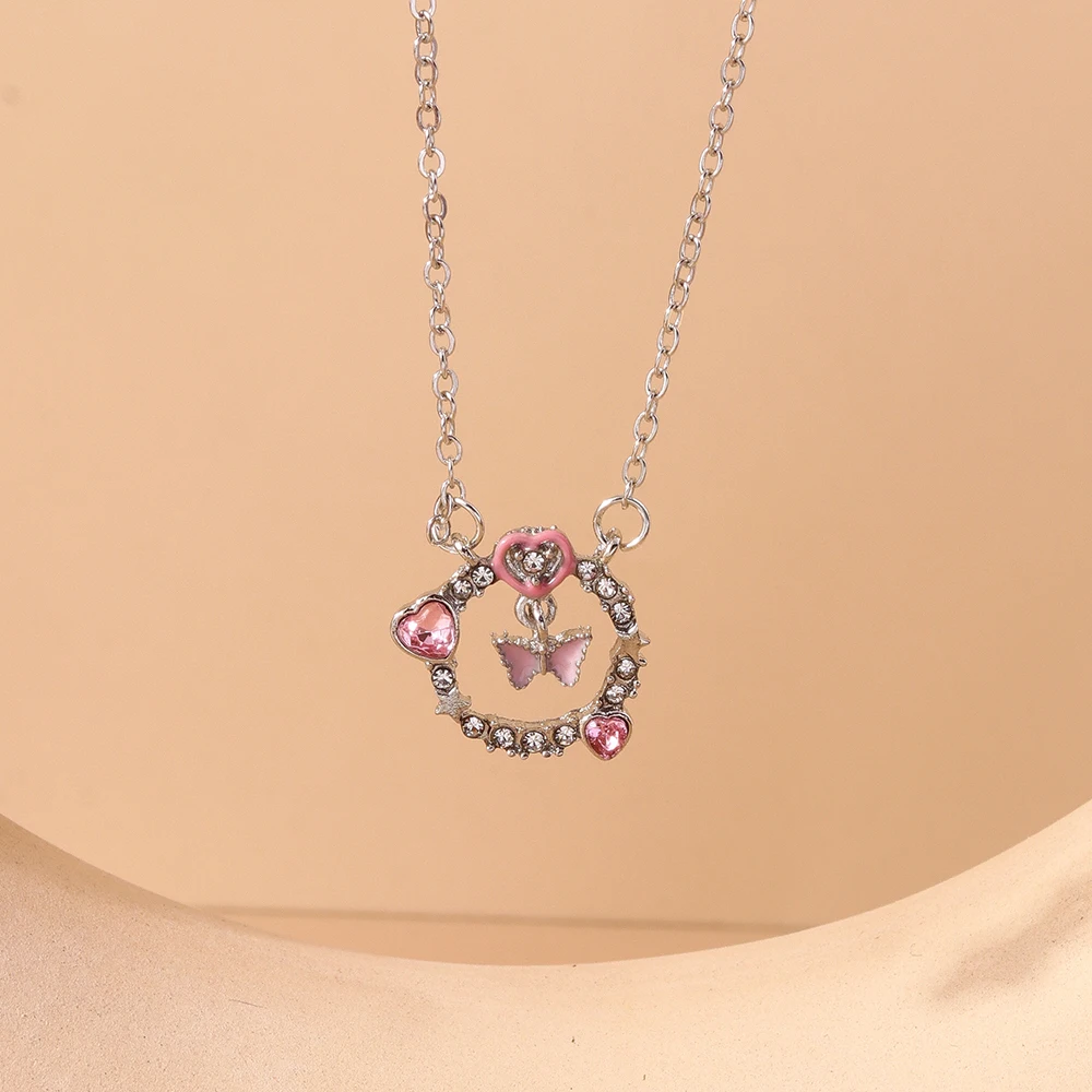 Aihua Neue Mode Trendy Y2k Kristall Rosa Zirkon Herz Anhänger Halskette Für Frauen Mädchen Süße Bowknot Halskette Partei Schmuck – Detail 18