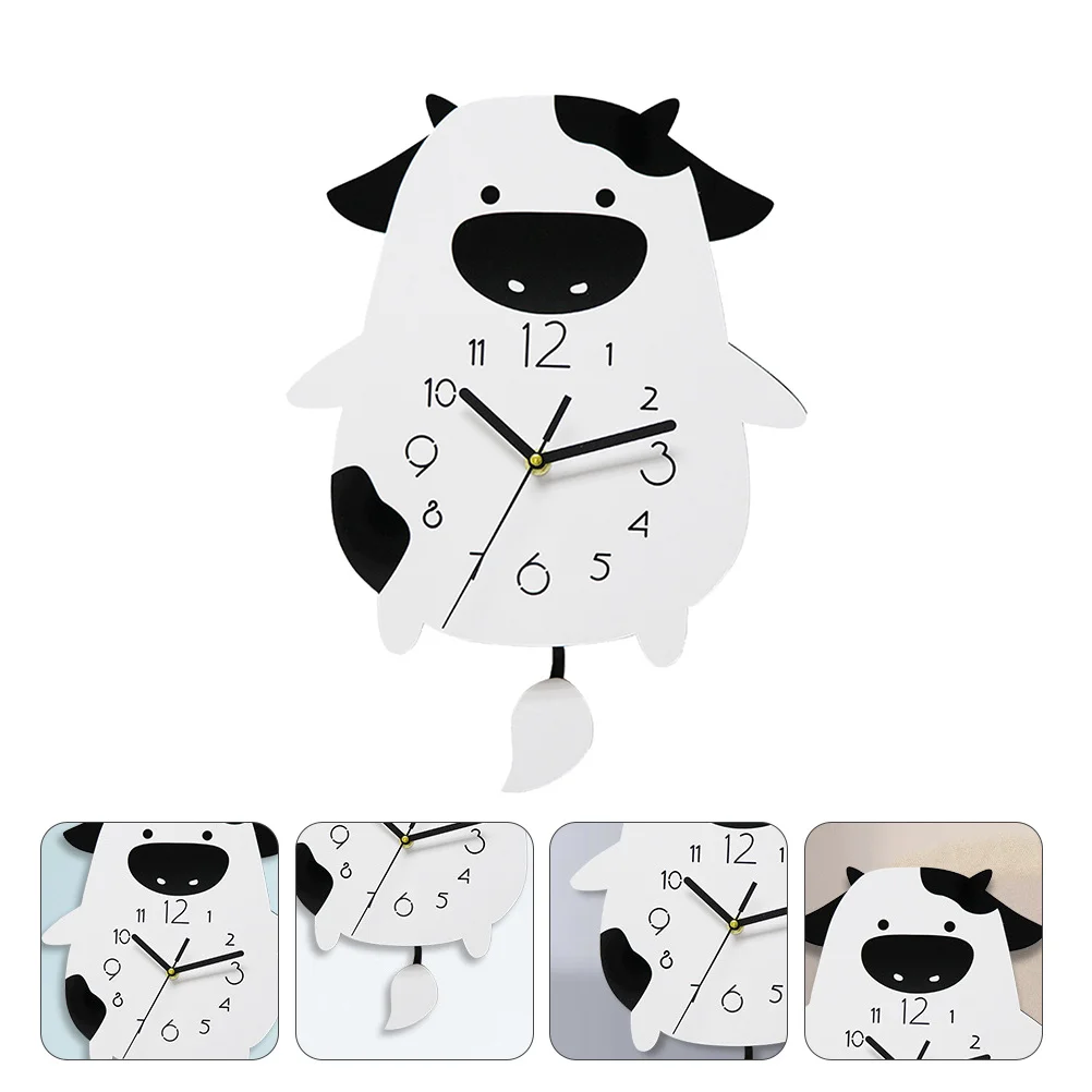 

1Pcs White Cow Shaped Wall Clock Lovely Decorative Clock for Home Office Cafe Silent Operation Big Dial Wall Adornment Bedroom
