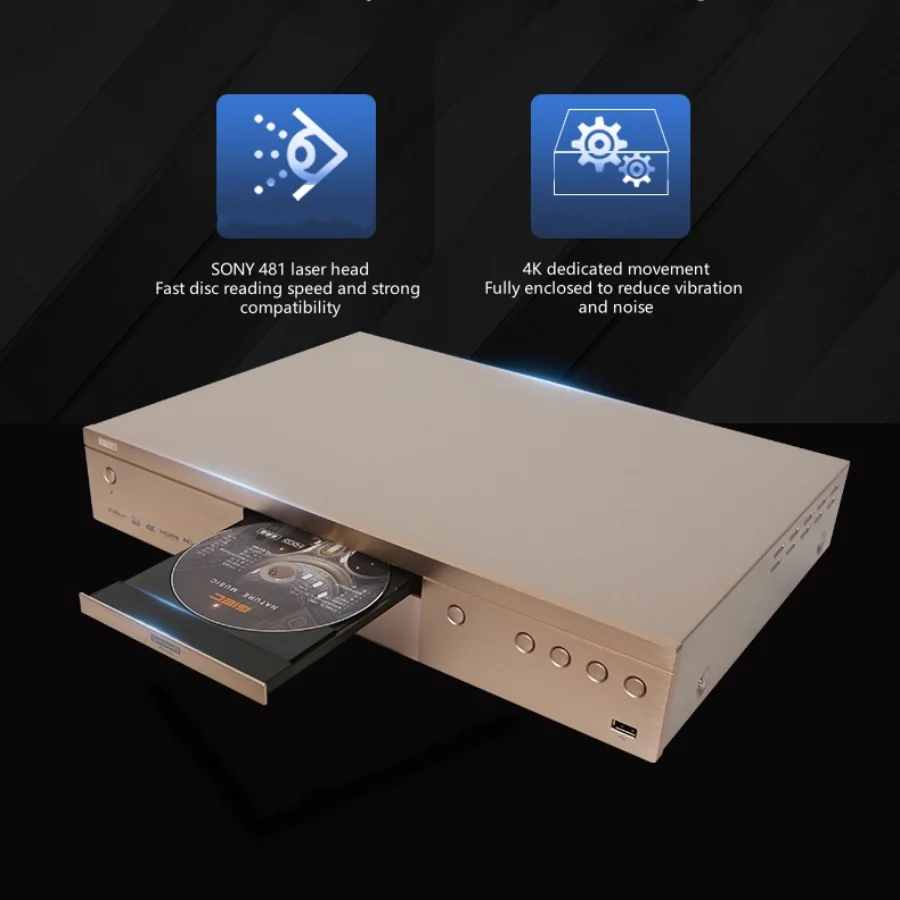 GIEC G5700 Gold Dolby Vision 4K UHD Blu-ray DVD Player HD مشغل القرص الصلب للمنزل مع مقصورة القرص الصلب DTS فك