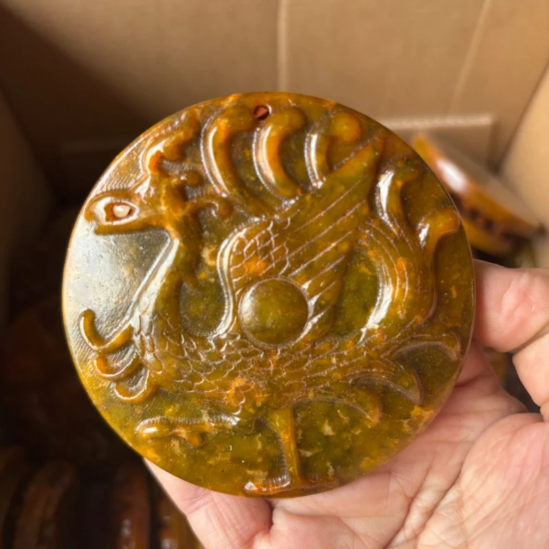 

Vintage Jadeite Jade Carving Xuanwu Zhuque Pendant Hanging Ornament Craft Gift Live Streaming Dropshipping Craft