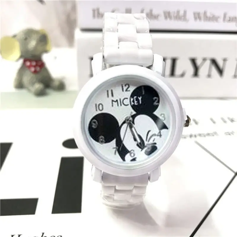 Jam Tangan Anak-anak Disney Micky Tali Plastik Penunjuk Jam Tangan Kuarsa Bercahaya Figur Anime Jam Tangan Hadiah Ulang Tahun Anak