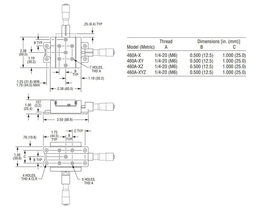 NEWPORT M-460A Series Manual XY Axis Precision Linear Cross Guide Fine-Tuning Displacement Slide Aluminum