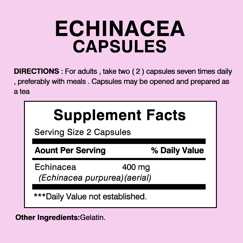 Premium Echinacea Capsules 400 Mg - Dietary Supplement