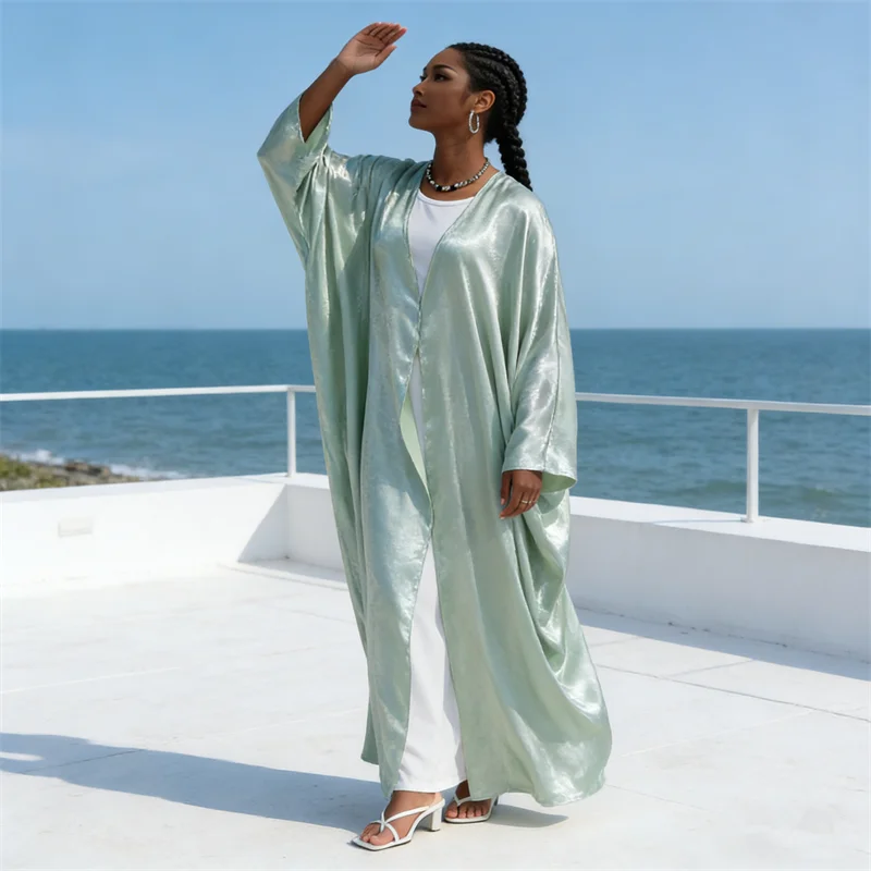 

Eid Shiny Abayas Dubai Kaftan Women Muslim Dress Abaya Kaftan Turkey Kebaya Caftan Marocain Femme Robe Kimono Cardigan Jalabiya