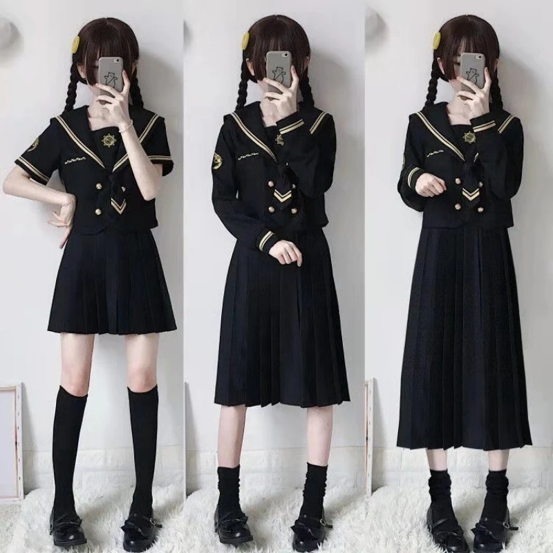 Mulheres Uniformes Escolares Japoneses, Estudante Meninas Traje, Sexy JK Terno, Sailor Blusa, Conjunto de Saia Plissada, Plus Size S-5XL