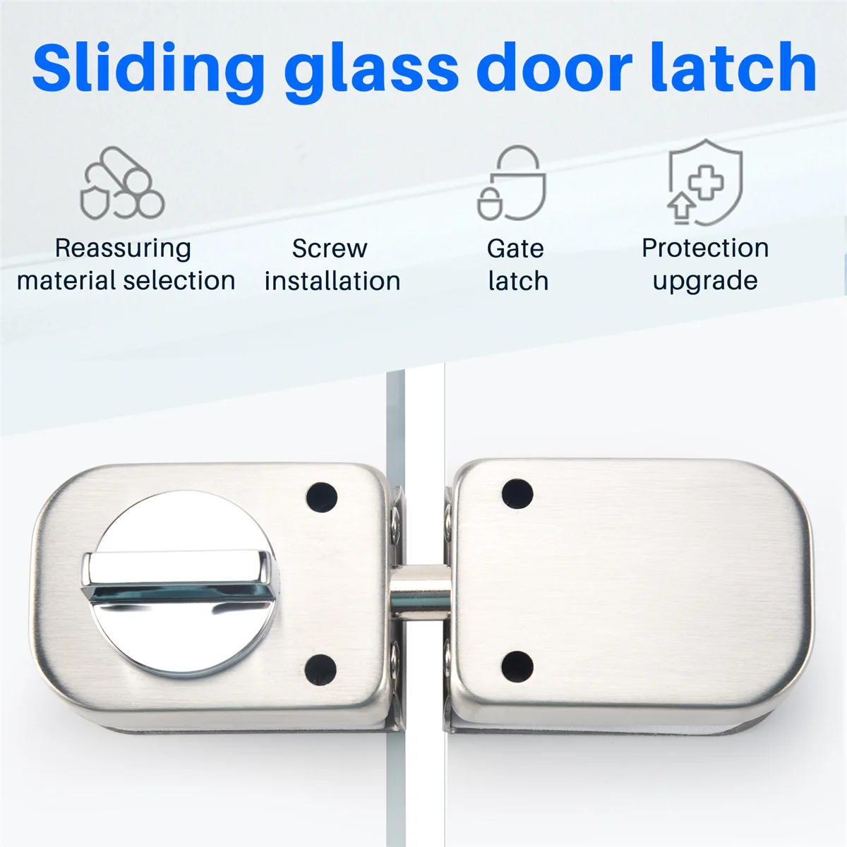 

New Stainless Steel,Glass Door Latches Lock/Bolt,138A ,Without Drilling,For Double Glass Door, Frameless Glass Door