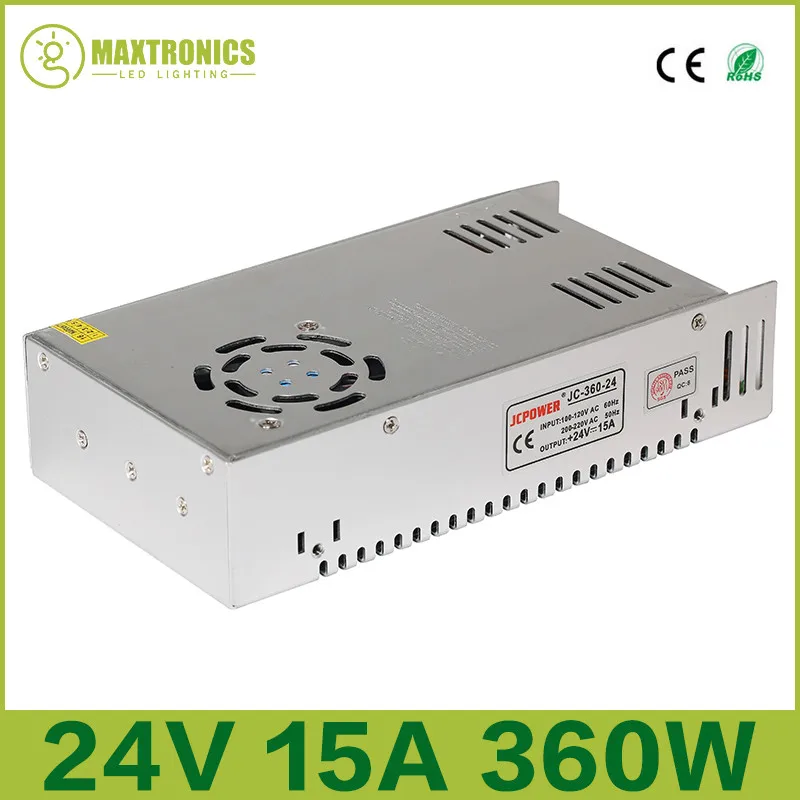 

2023 Wholesale Price 10pcs 24V 15A 360W Switching LED Power Supply Driver For AC 100-240V Input to DC 24V LED Strip Module Lamp