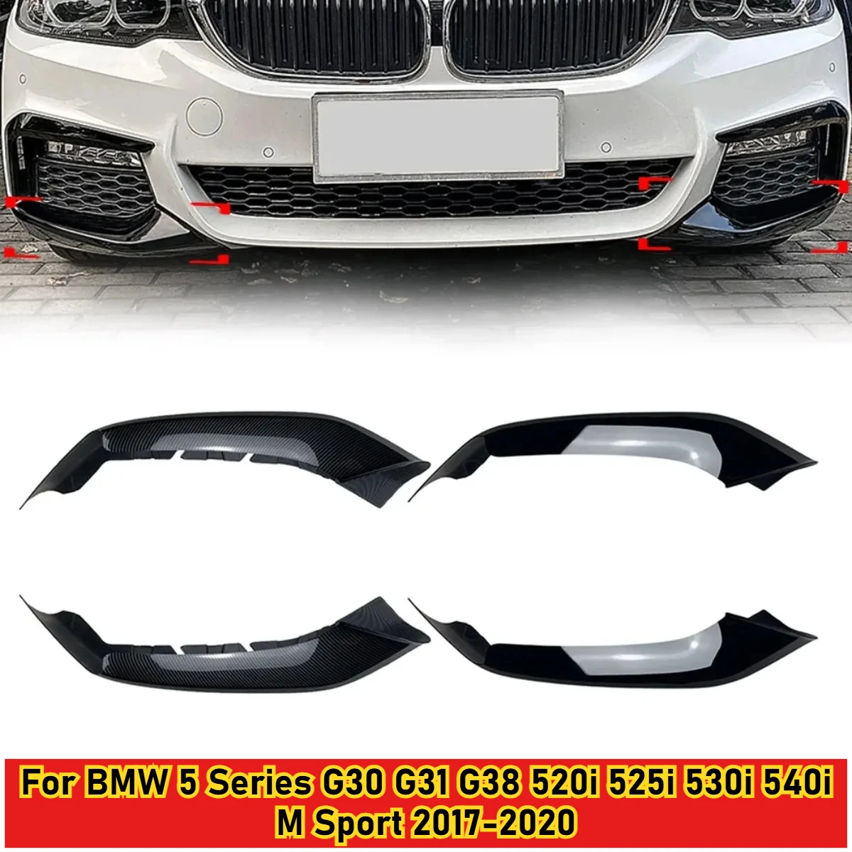 

Пара автомобильных передних бамперов, разделитель губ, декоративная накладка для BMW 5 серии G30 G31 G38 520i 525i 530i 540i M Sport 2017-2020
