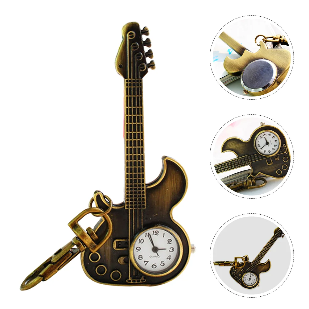 

2 PCS Guitar Watch Keychain Keyring Fashion Holder with Music Lover Zinc Alloy Mini