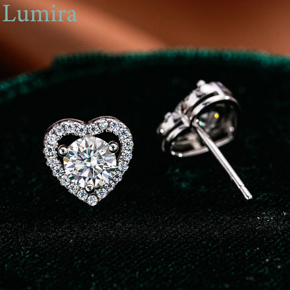 

Lumia элегантные серьги-гвоздики в форме сердца с муассанитом 1 карат, серьги-гвоздики Love Platinum PT950, ювелирные изделия для женщин, подарок на День святого Валентина