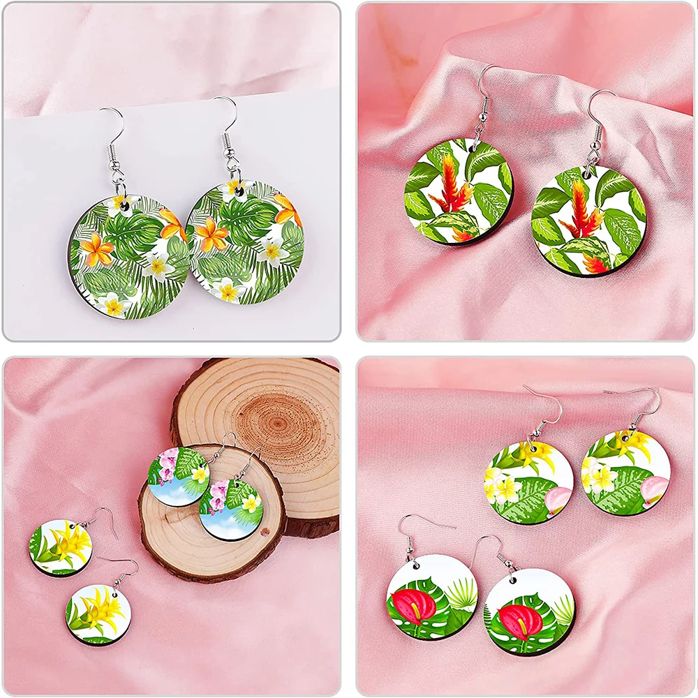 250pcs Round Sublimation Blank Earrings Double Side Round Blank Heat Transfer Unfinished Earring Pendants with Ear Hooks for DIY
