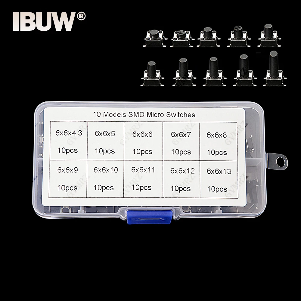 10Values/box 6*6 Tact Switch Tactile Push Button Switch Kit Height: 4.3 5~13MM DIP 4P micro switch 6x6 Key switch For Arduin