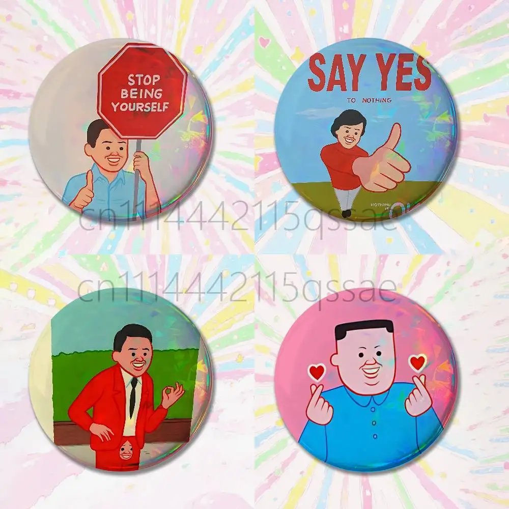 Joan C-Cornella Funny Collection Round Exquisite Badge Brooches Creative Pins For Clothes Hat Backpack Gift Accessories