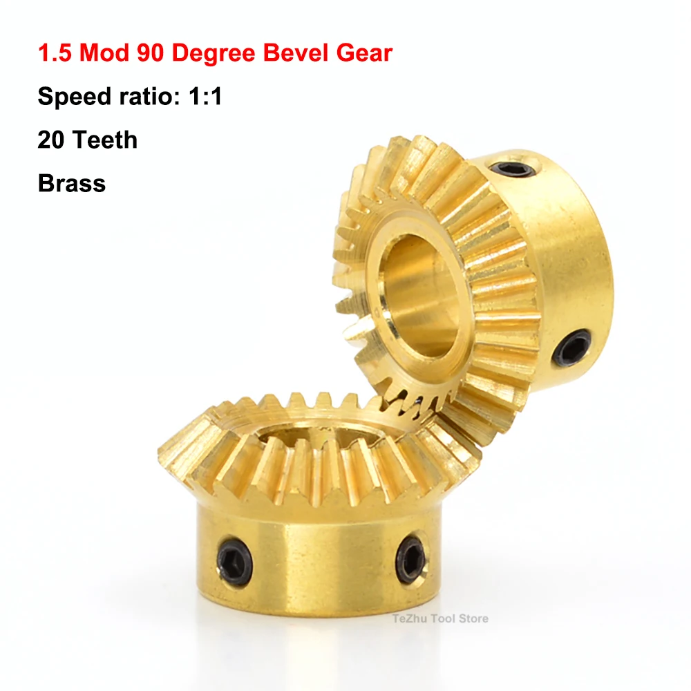 

1Pcs Single Brass Bevel Gear 1.5 Mod 1:1 20 Teeth 90 Degree Right Angle Transmission Parts Machine Parts DIY