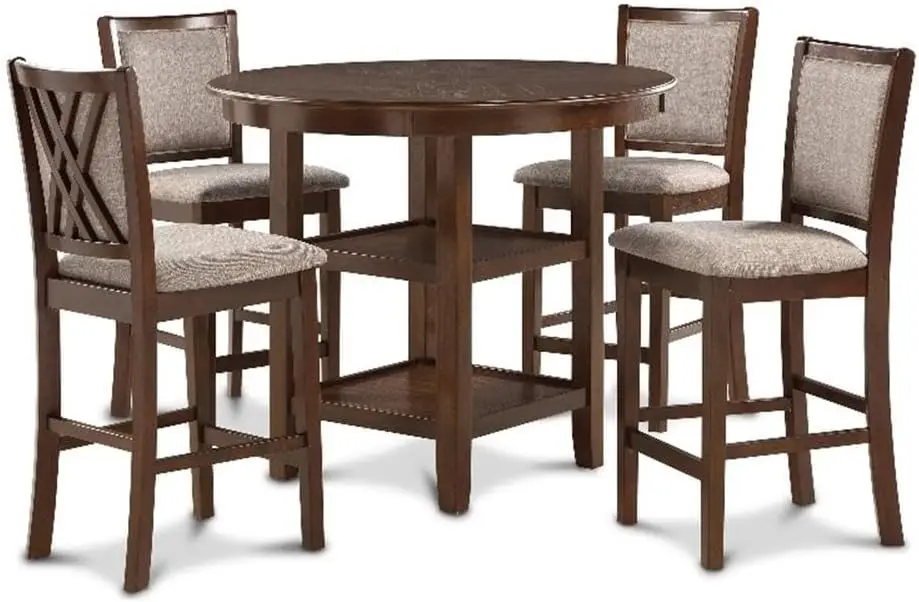 Amy 5-Piece Counter Dining Table Set, Cherry Brown