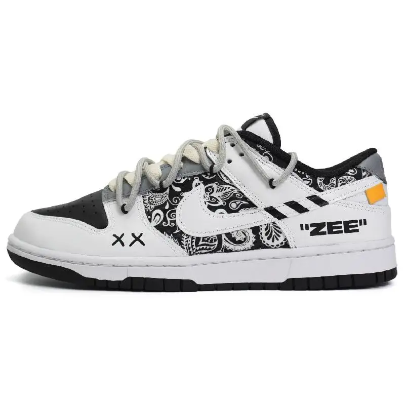 

[Нестандартный женский стиль East Coast] Низкие туфли для скейтборда Nike Dunk GS Черный Белый