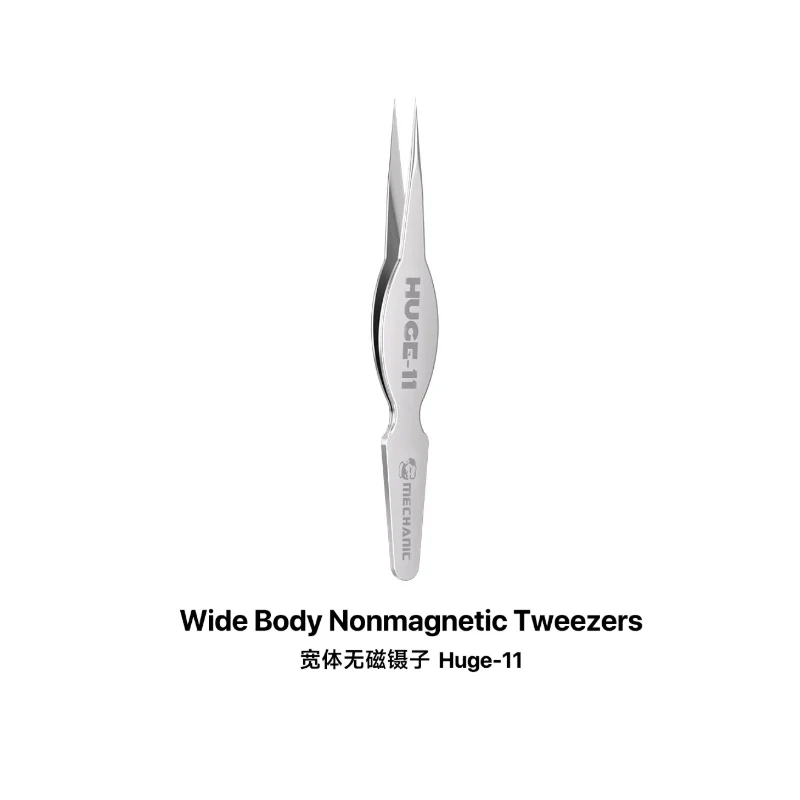Wide body non-magnetic, enlarged, high-temperature resistant tweezers, pointed anti-corrosion maintenance tool clip