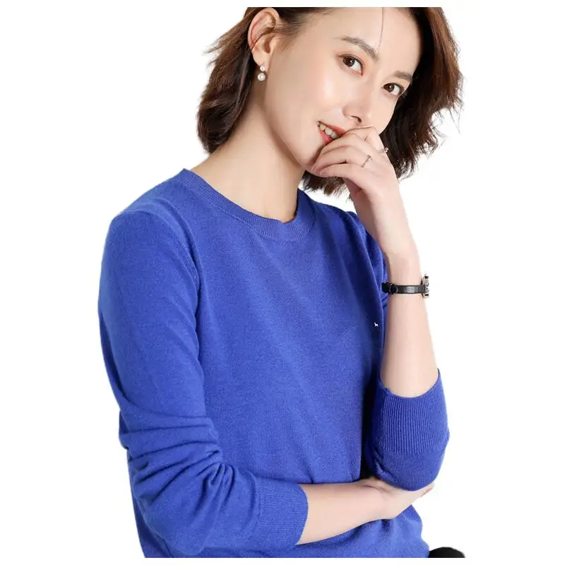 Hot brand Spring Casual Women Sweater Pullovers O-Neck Cashmere Solid Harmont Long Sleeve Embroidery Soft Blaine Sweaters