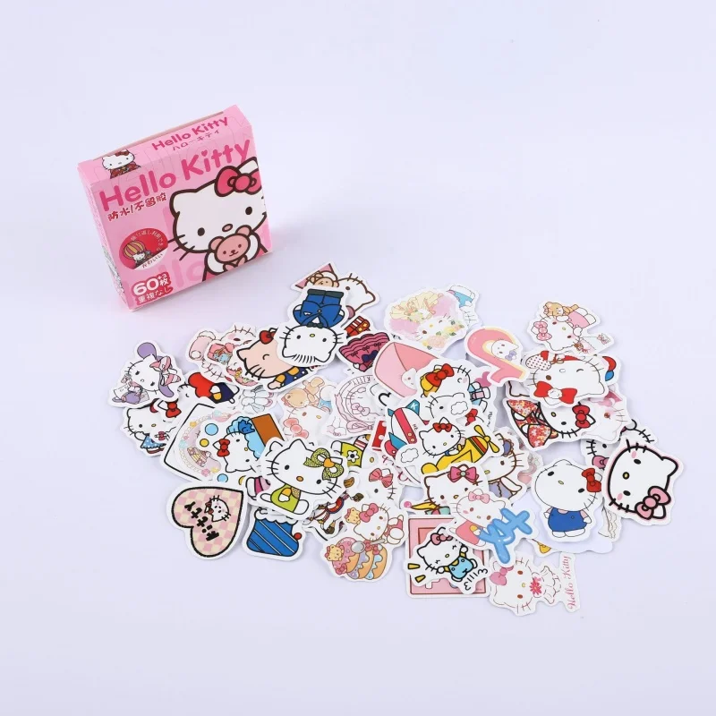 63pcs Kawaii Hello Kitty Sticker Gift Box Small Pattern Small Handbag Refrigerator Backpack Desktop Decoration Women Accessories